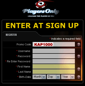 PlayersOnly Promo Code KAP1000